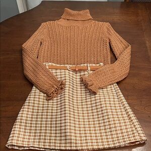 Max Studio Tan and Cream Knit Kids Dress